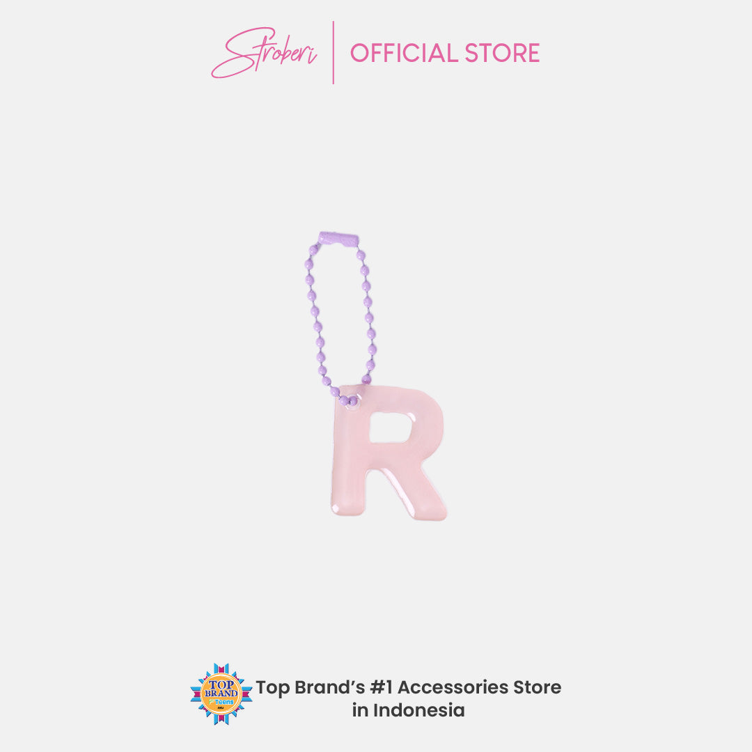 Stroberi Pastel Alphabet Acrylic Keychain K-U