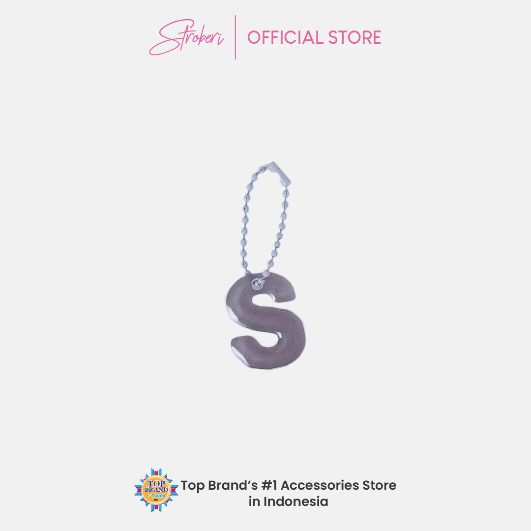 Stroberi Pastel Alphabet Acrylic Keychain K-U