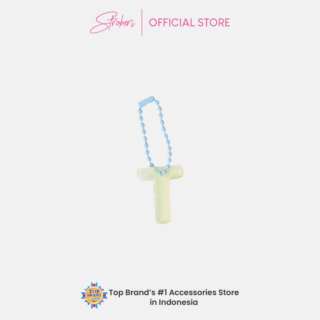 Stroberi Pastel Alphabet Acrylic Keychain K-U