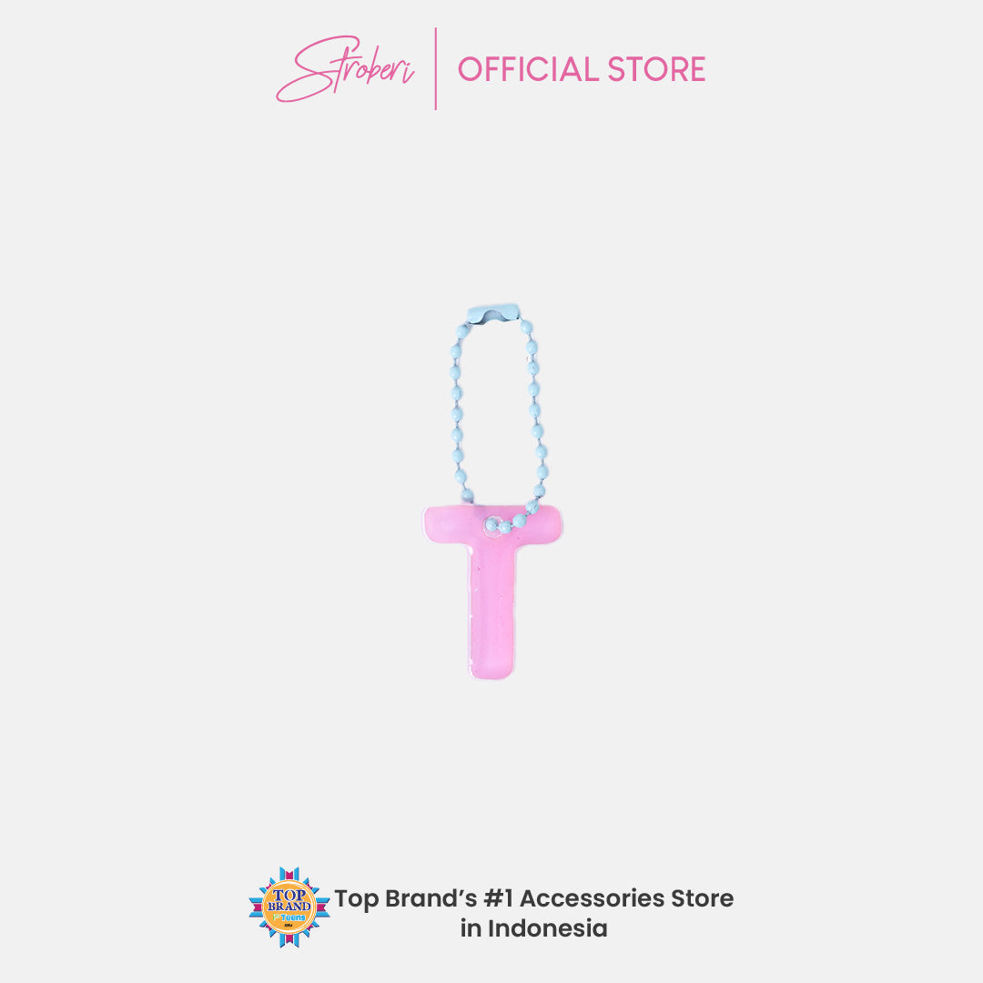 Stroberi Pastel Alphabet Acrylic Keychain K-U