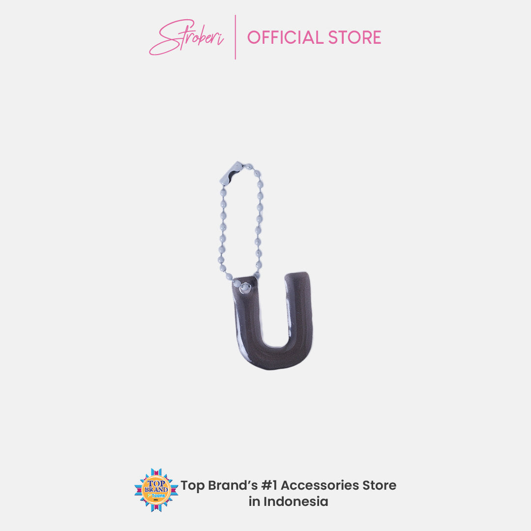 Stroberi Pastel Alphabet Acrylic Keychain K-U