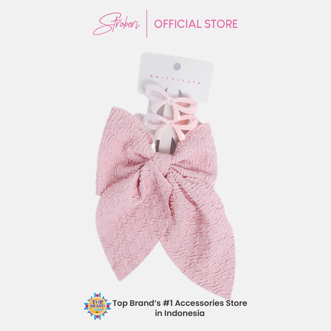Stroberi Mix Fabric Bow Hair Clip