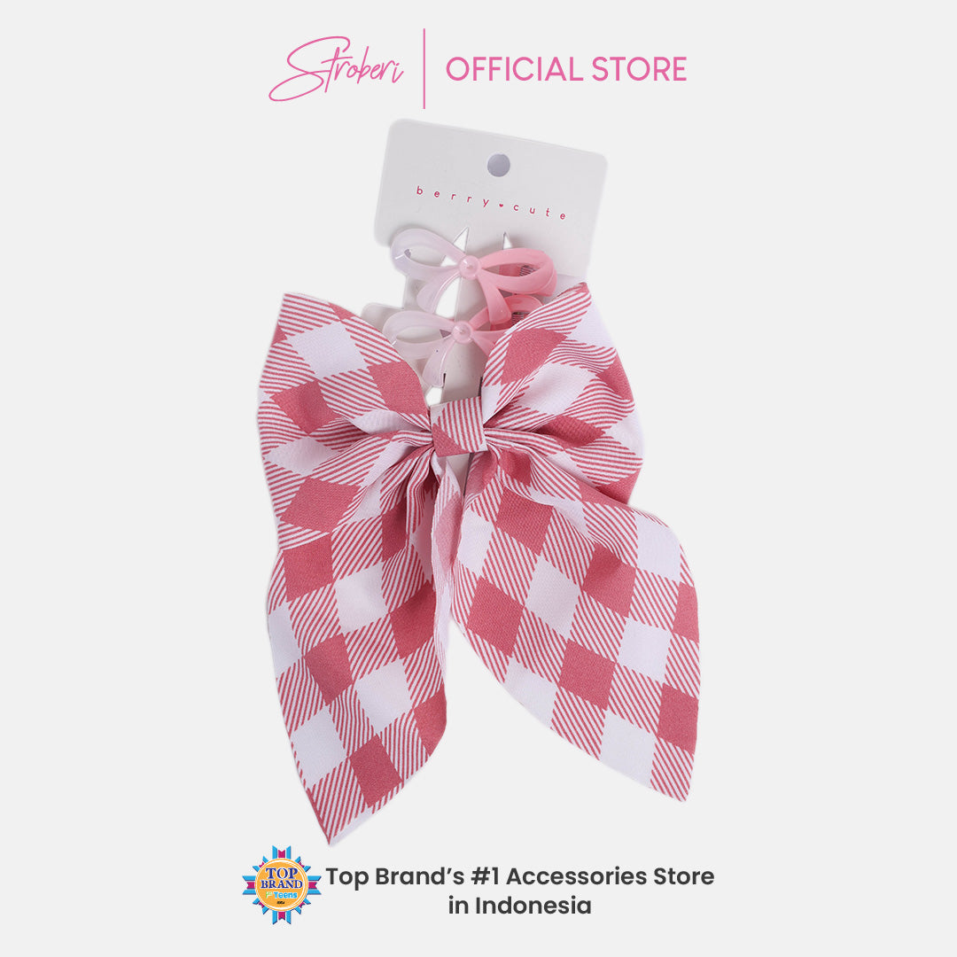 Stroberi Mix Fabric Bow Hair Clip