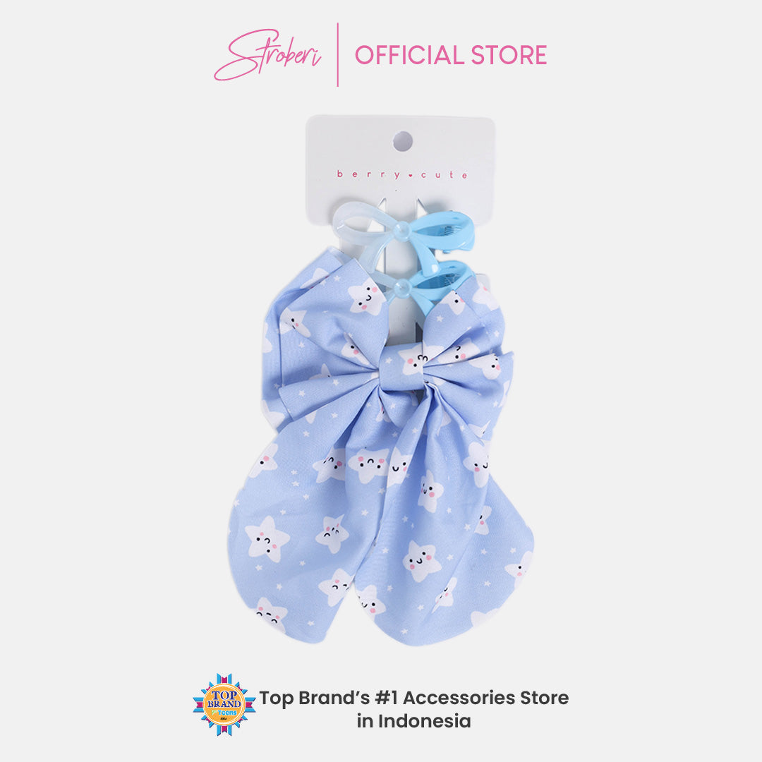 Stroberi Mix Fabric Bow Hair Clip