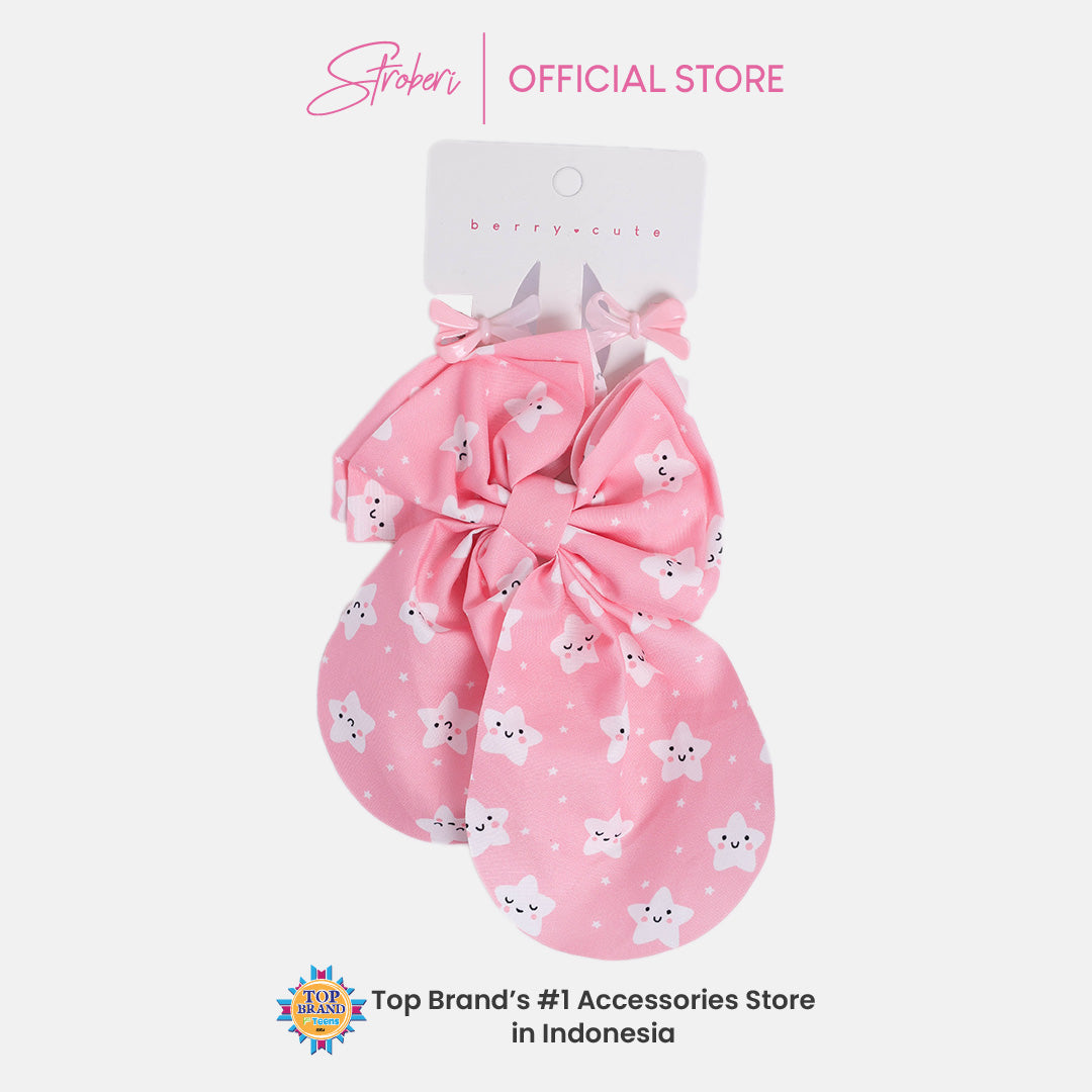 Stroberi Mix Fabric Bow Hair Clip