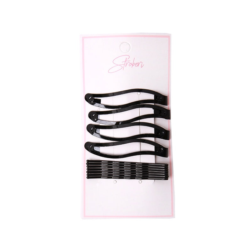 Stroberi Bobby Pin Snap Clip Set - Black