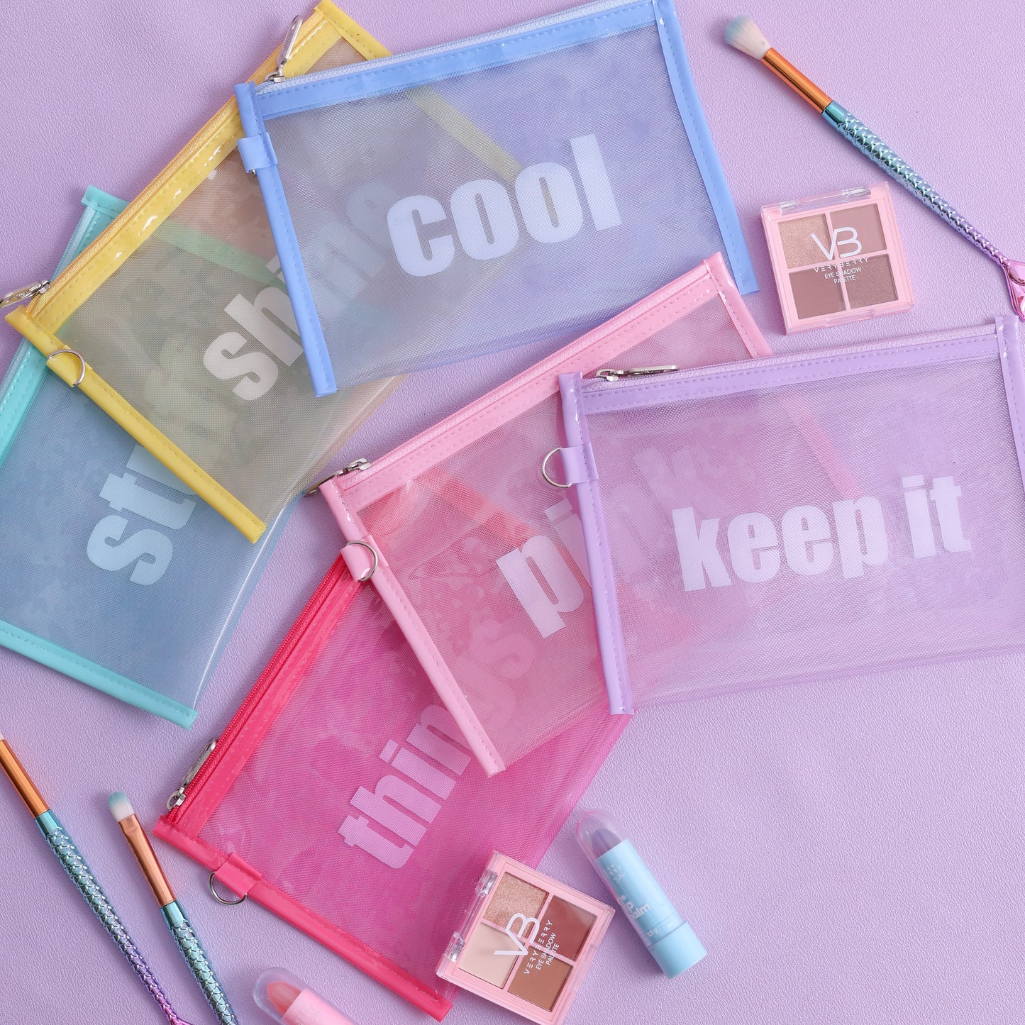 Stroberi Colorful Net Pencil Case