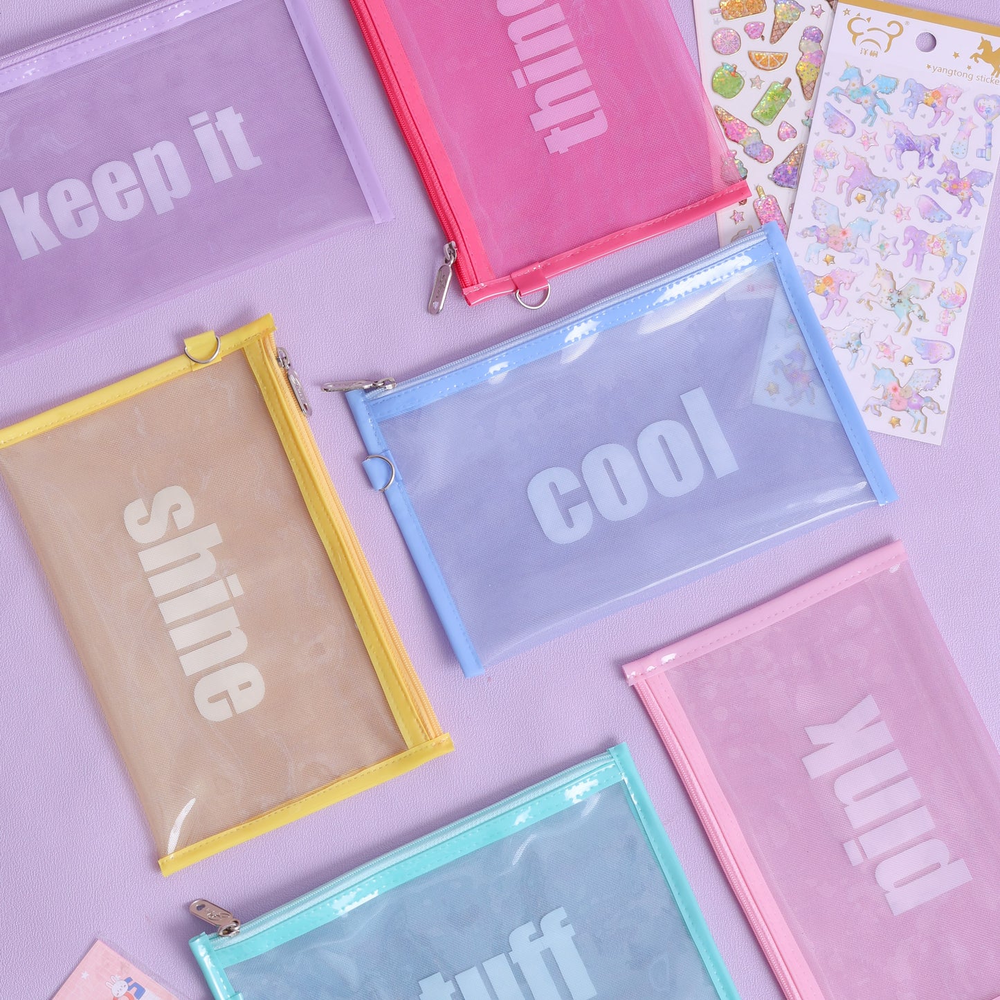 Stroberi Colorful Net Pencil Case