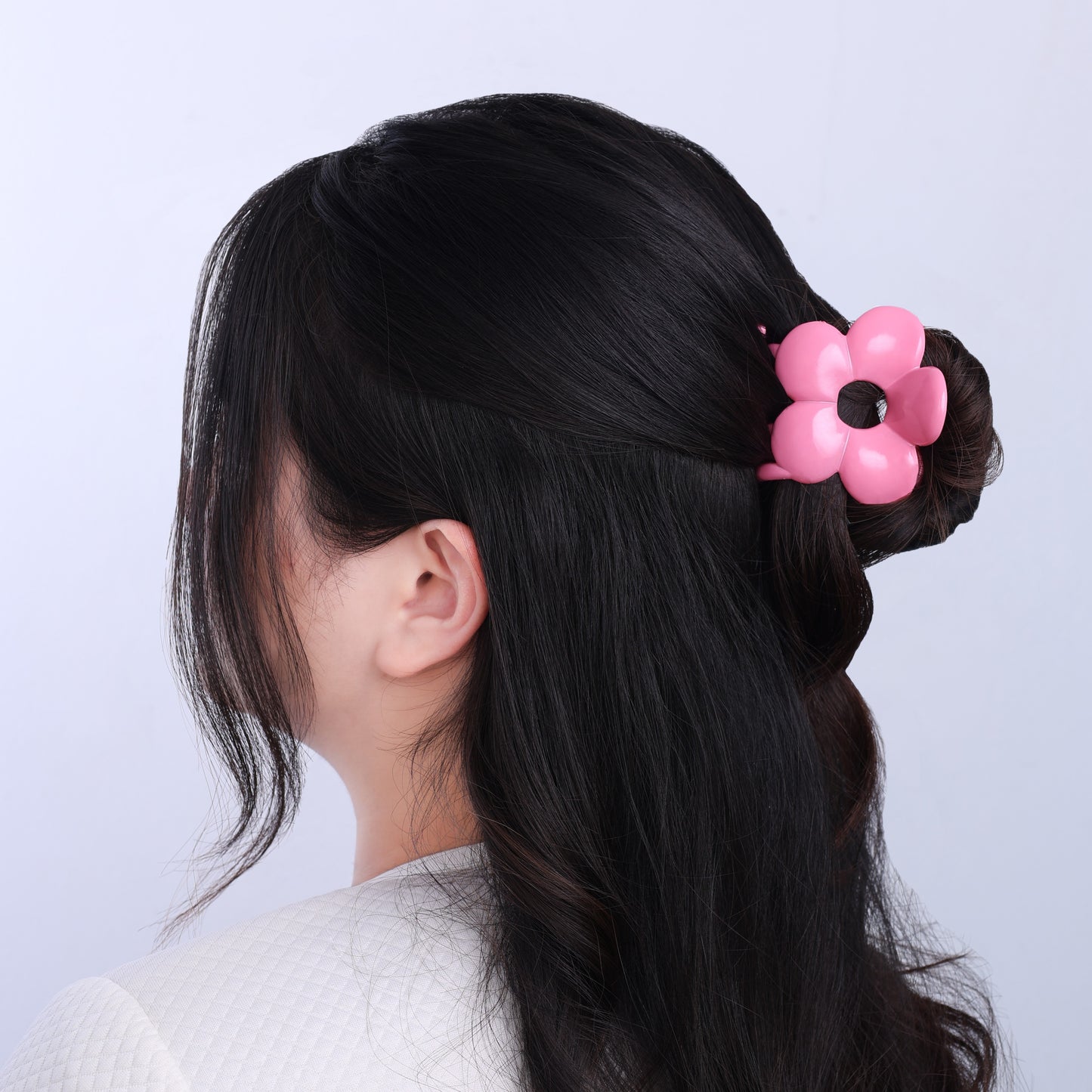 Stroberi Flower Round Glossy Hair Clip