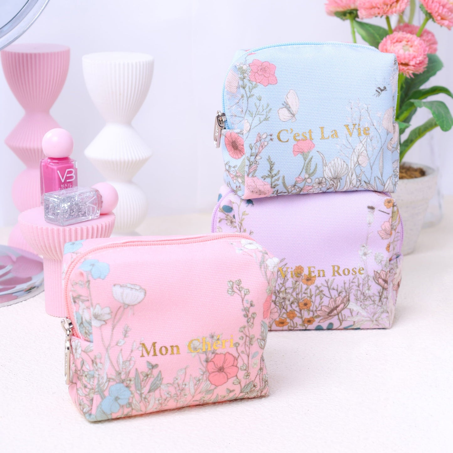 Stroberi Flower Series Canvas Pouch