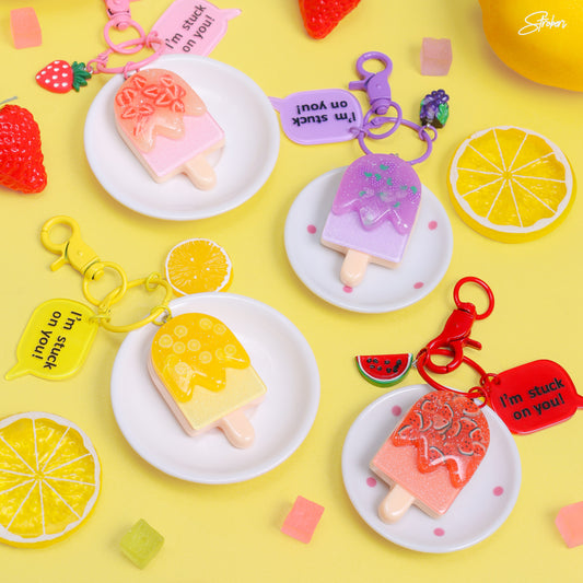 Stroberi Fruit Popsicle Keychain