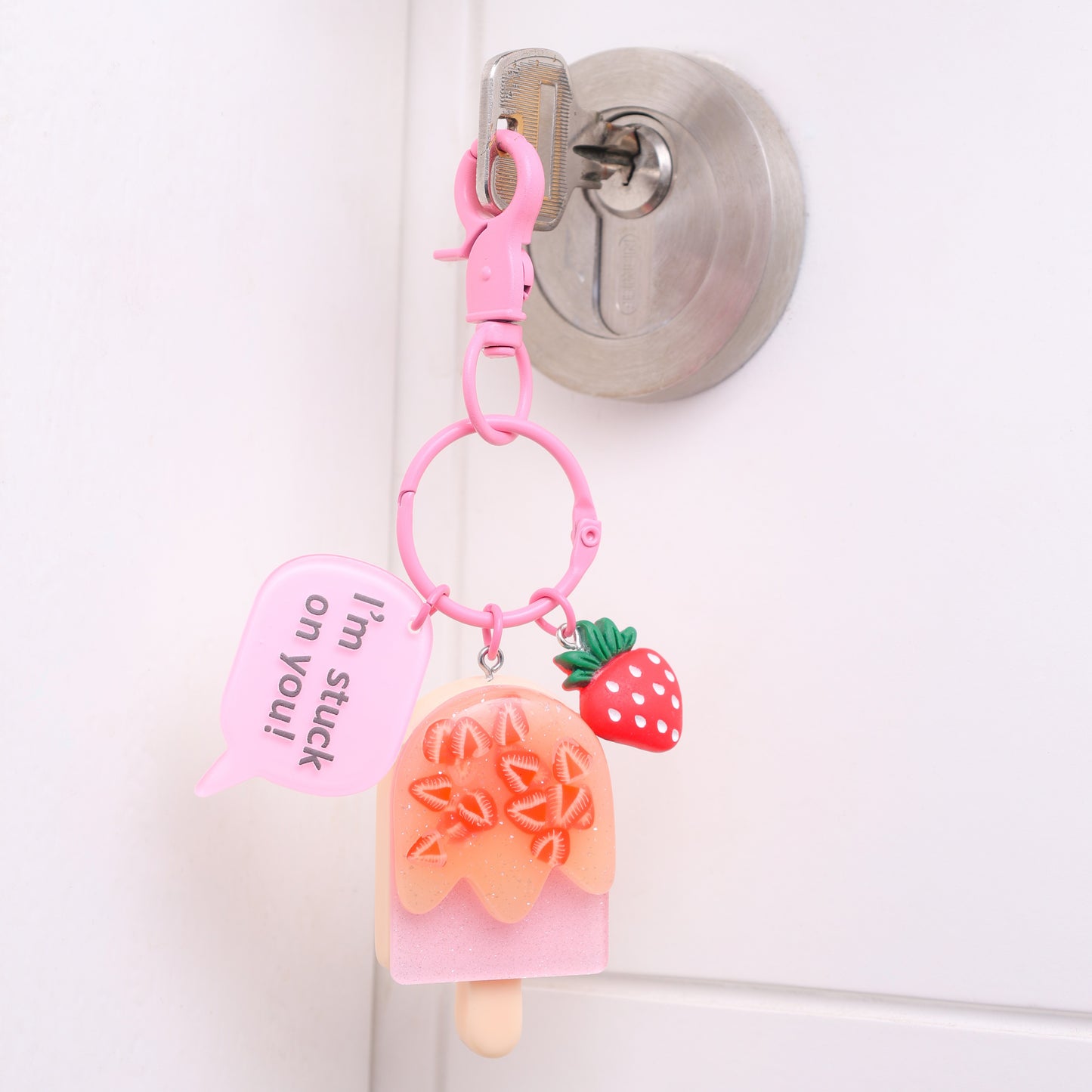 Stroberi Fruit Popsicle Keychain
