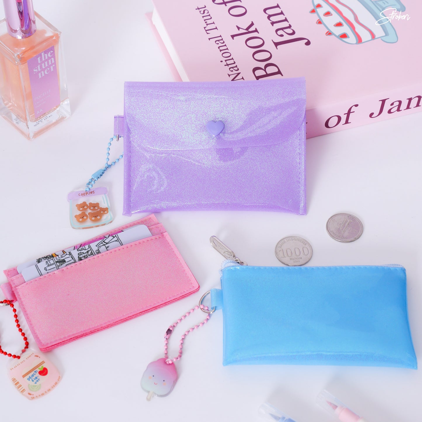 Stroberi Glitter Holo Pouch Series