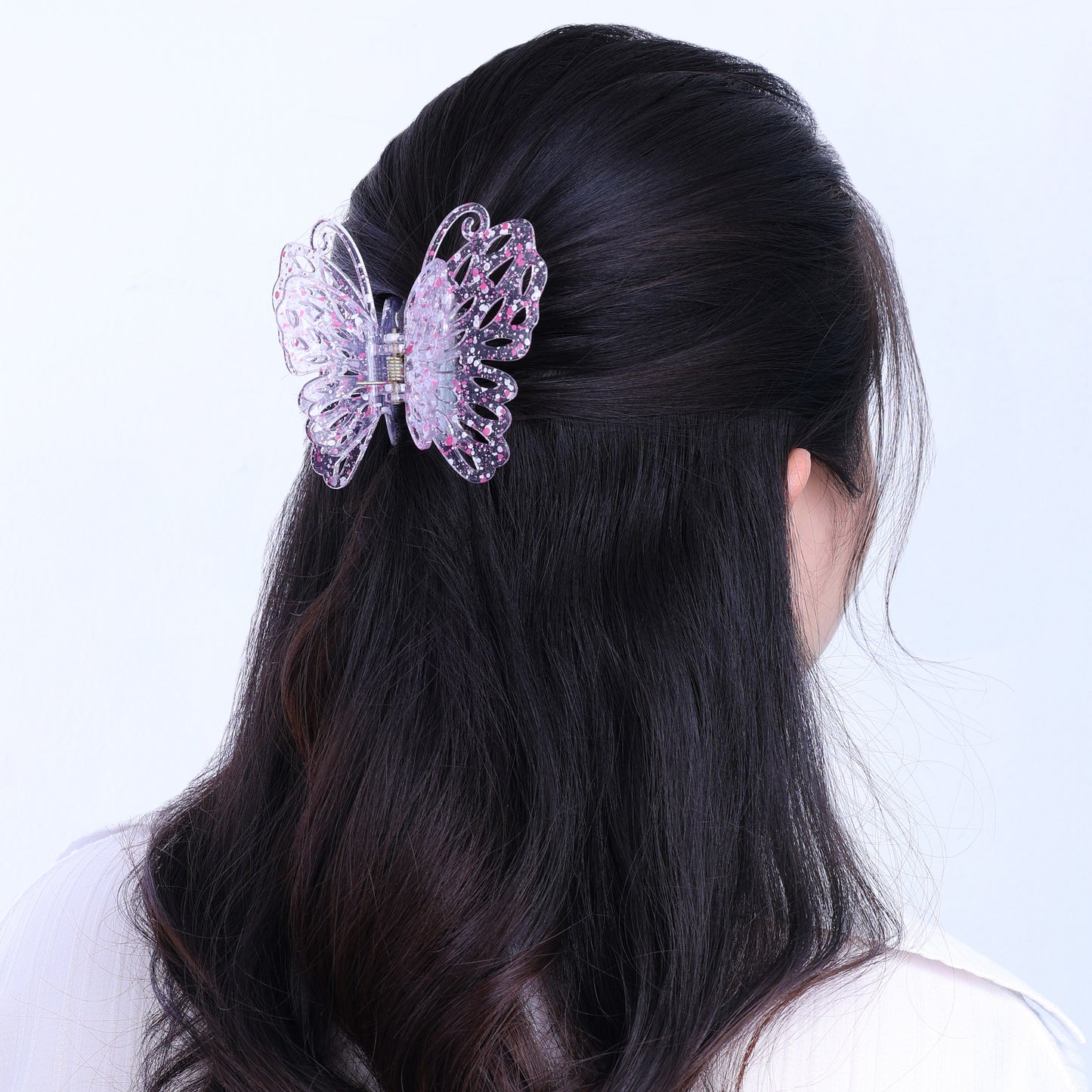 Stroberi Rainbow Color Butterfly & Flower Hair Clip
