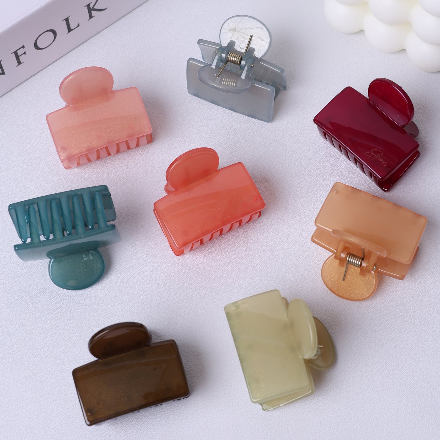 Stroberi Rectangle Glitter Hair Clip