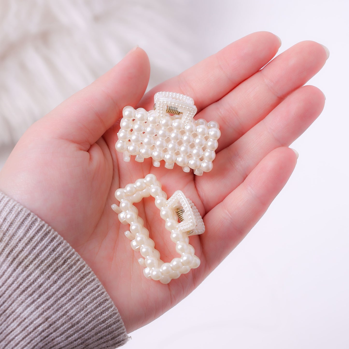 Stroberi Rectangle Pearl Small Hair Clip