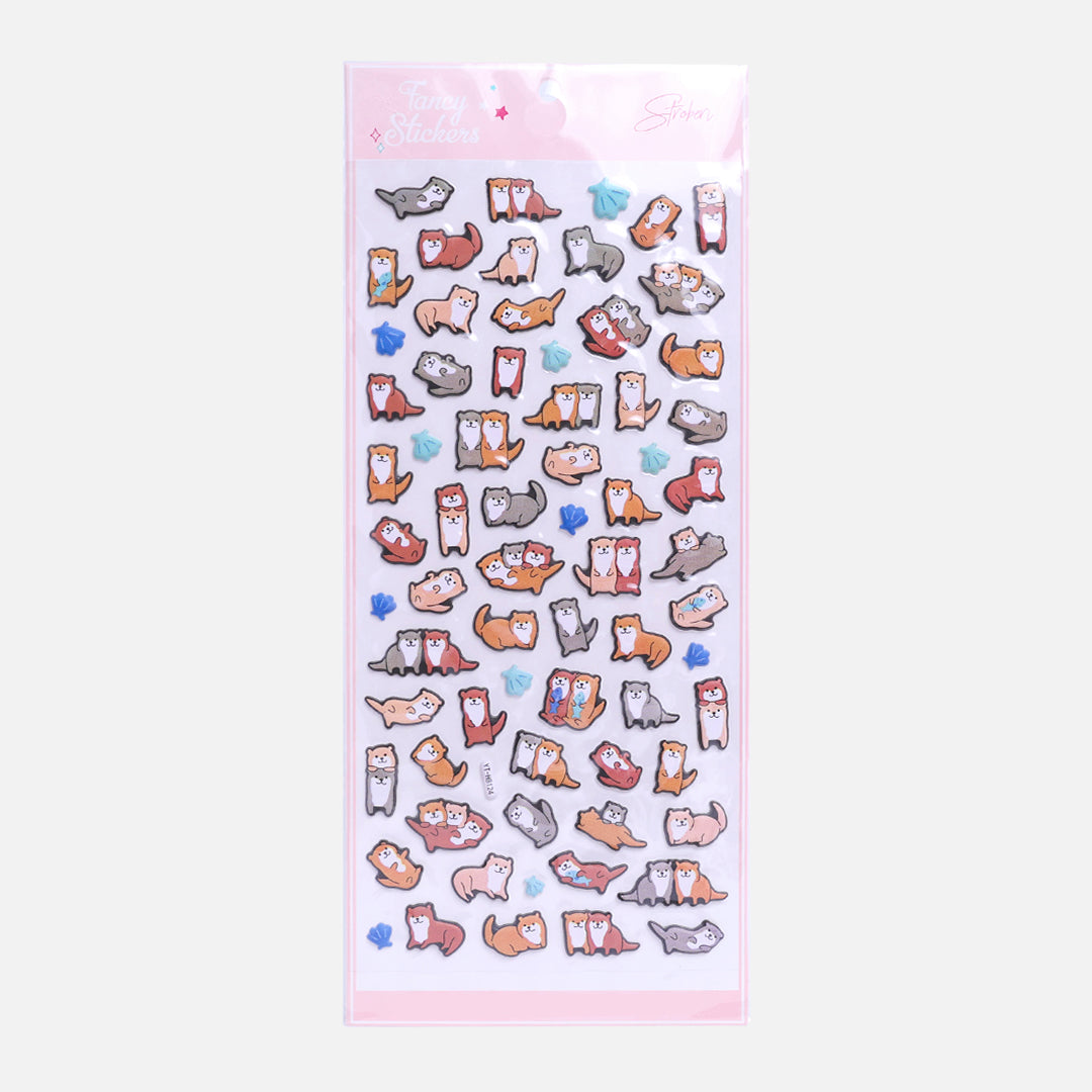 Stroberi Cute Animal Sticker Puffy