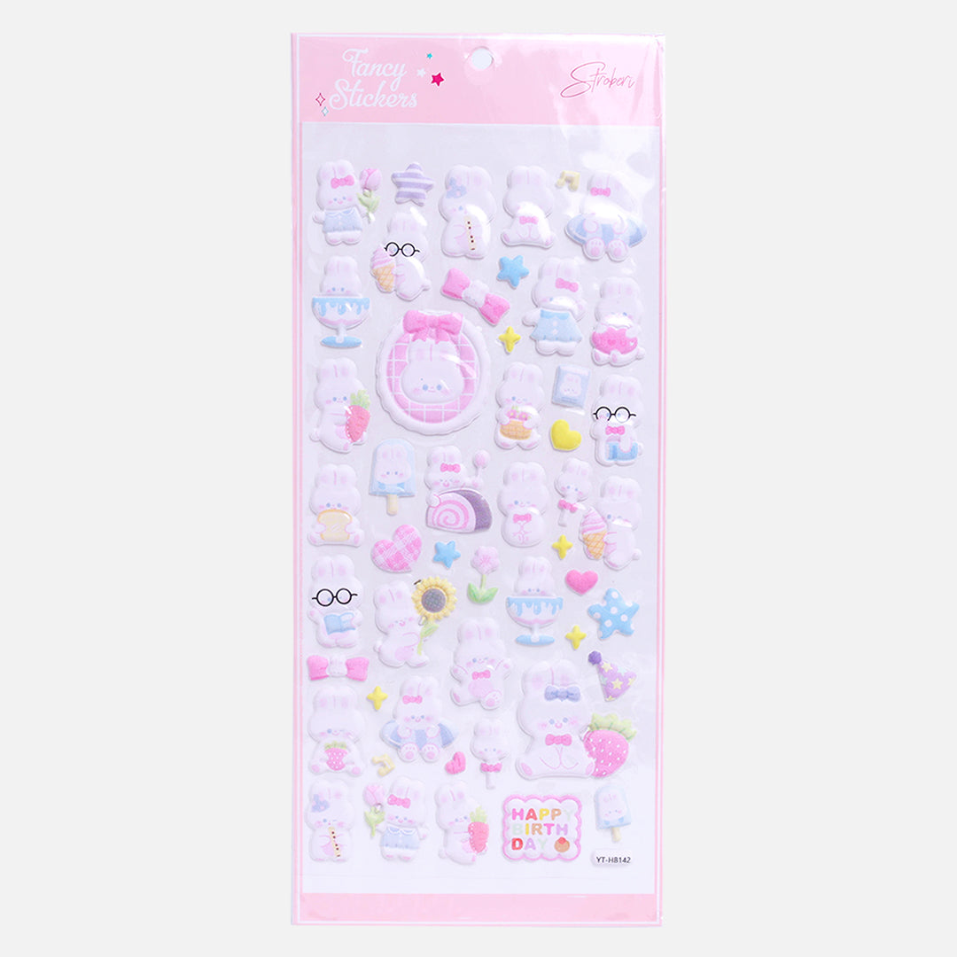 Stroberi Cute Animal Sticker Puffy