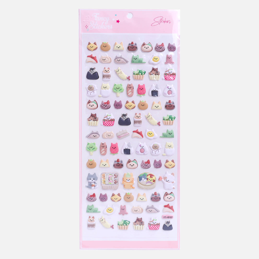 Stroberi Cute Animal Sticker Puffy