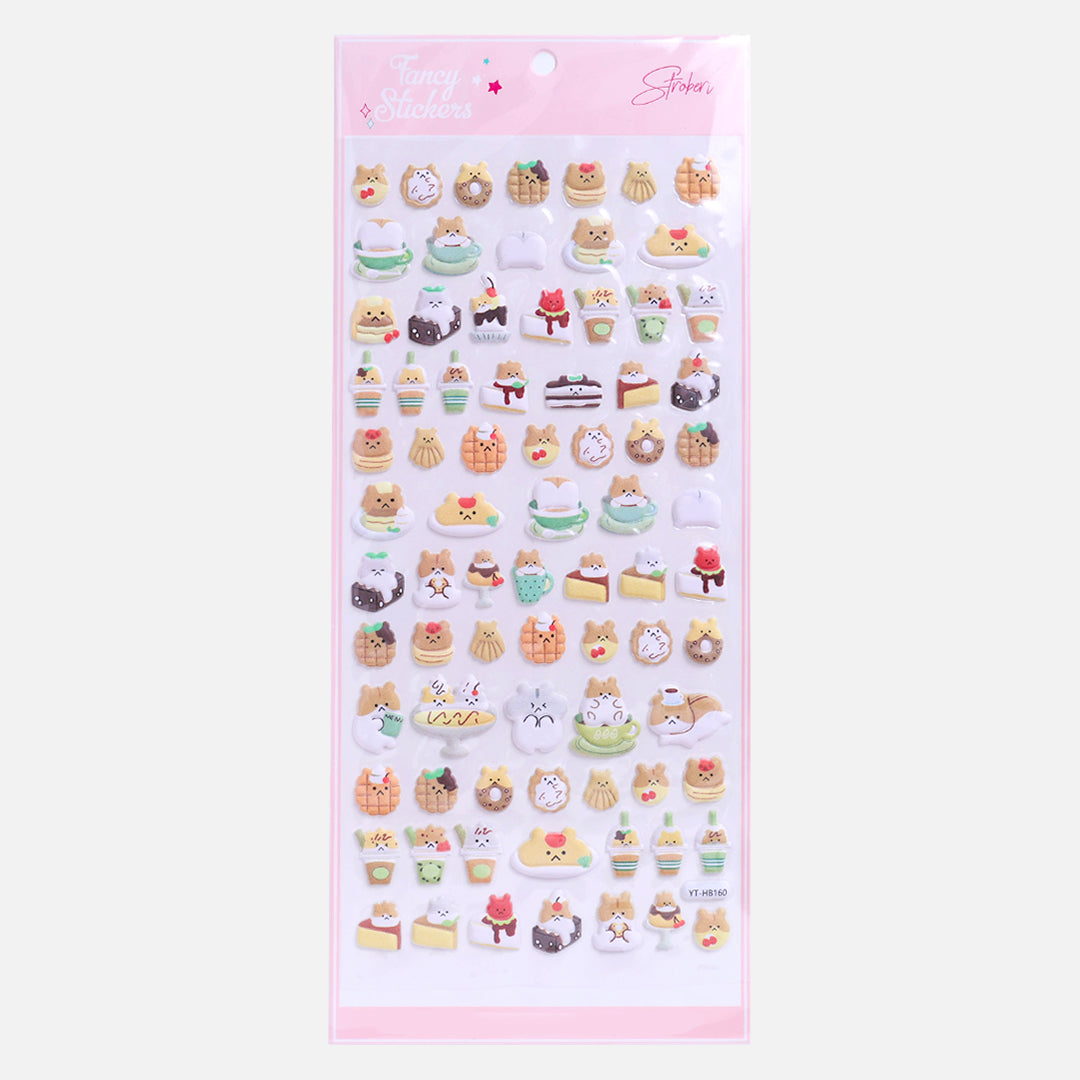 Stroberi Cute Animal Sticker Puffy