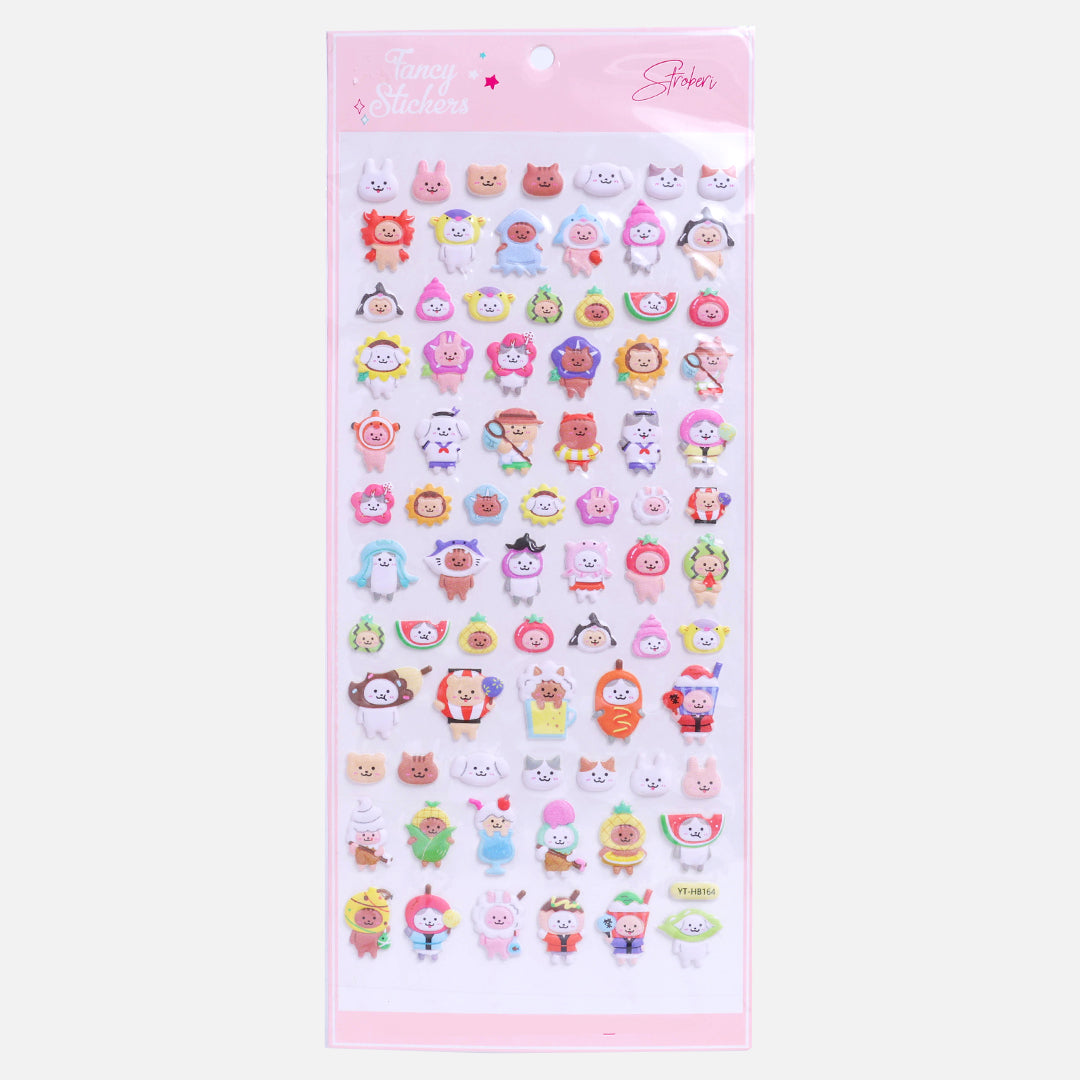 Stroberi Cute Animal Sticker Puffy