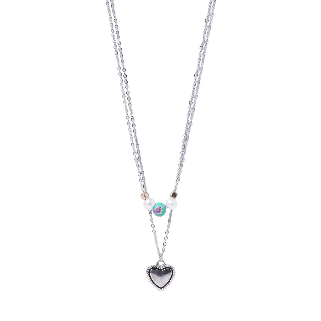Stroberi Double Chain & Beads Necklace