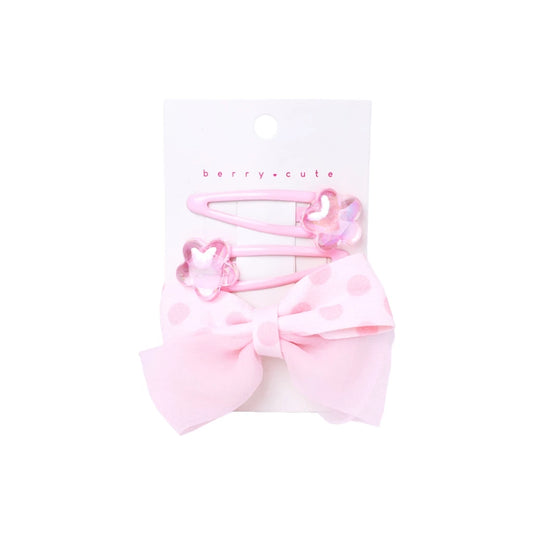 Stroberi Bow Mix Hair Clip Set