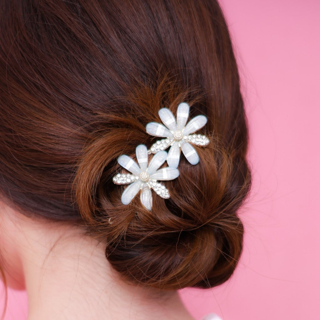 Stroberi Rhinestone Flower & Butterfly Set Hair Clip