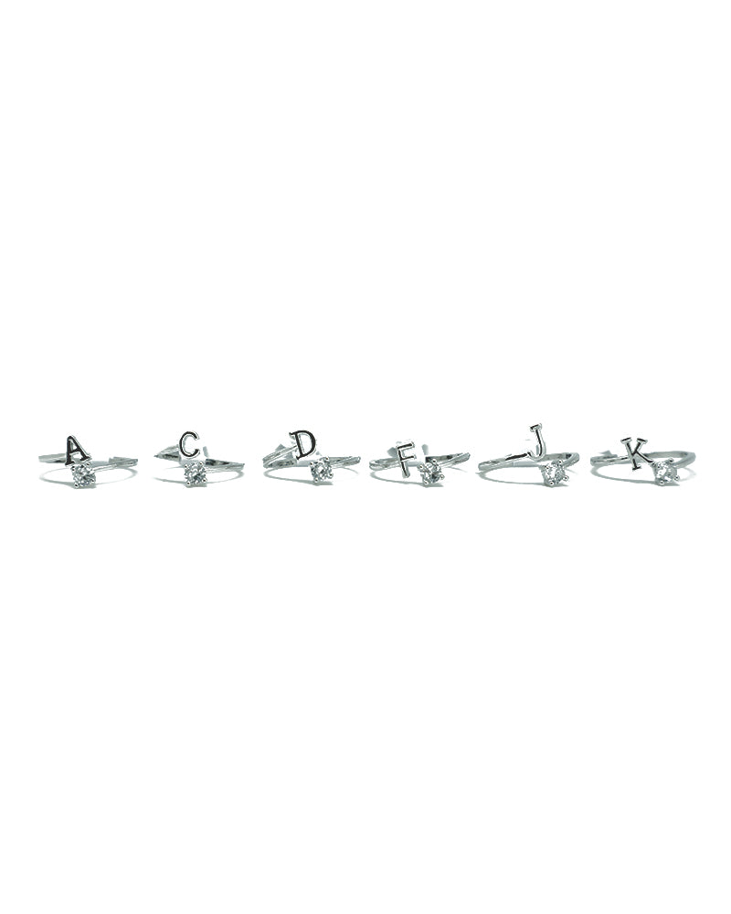 Stroberi Bling Alphabet Rings (Silver)