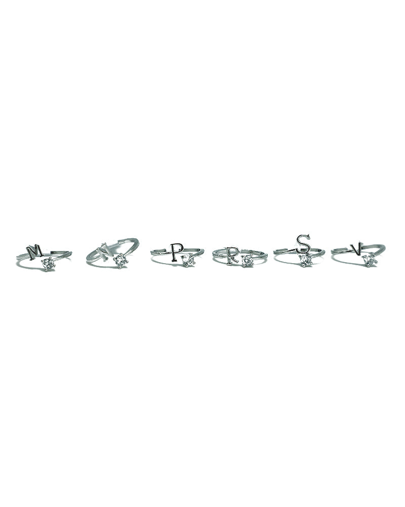 Stroberi Bling Alphabet Rings (Silver)