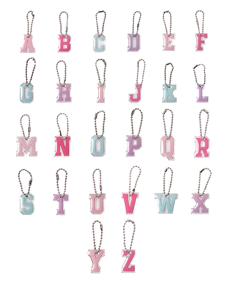 Stroberi List Silver Alphabet Keychain A-M
