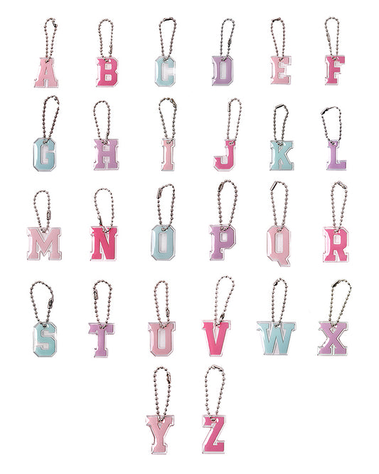 Stroberi List Silver Alphabet Keychain A-M