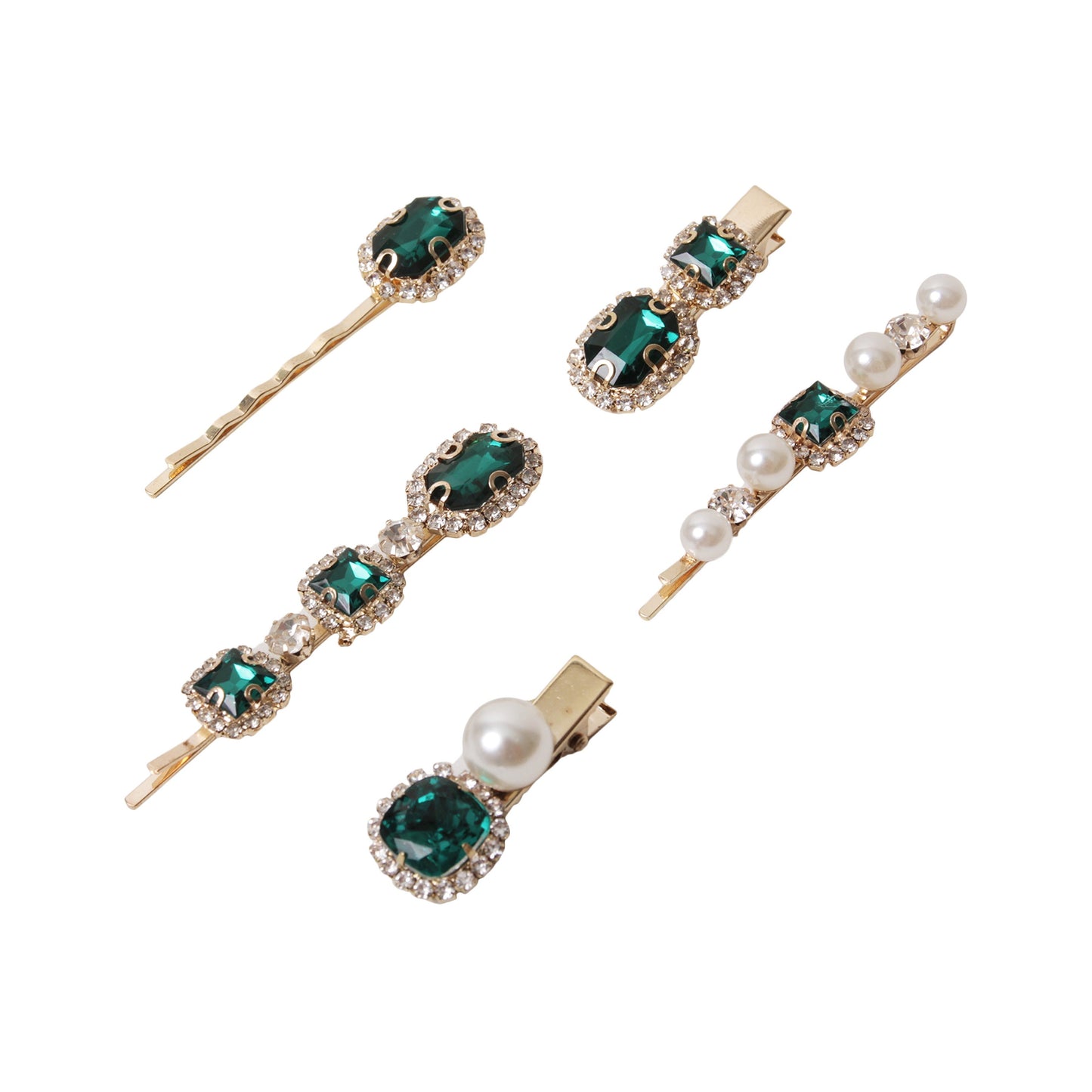 Stroberi Rhinestone Pearl Jewel Set Hair Clip