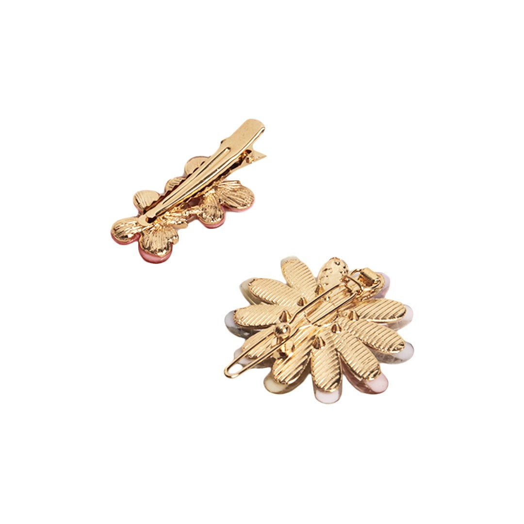 Stroberi Rhinestone Flower & Butterfly Set Hair Clip