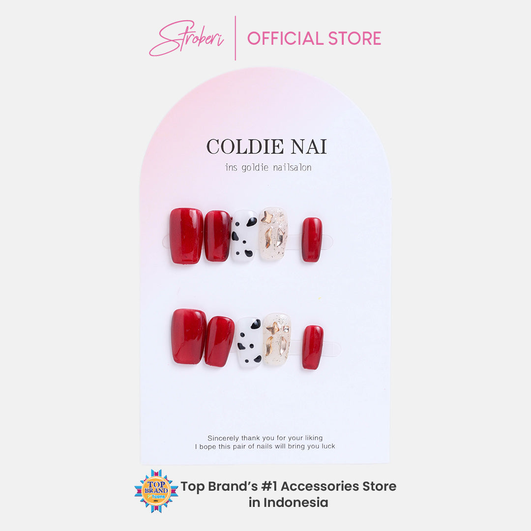 Stroberi Cute Pattern Faux Nail