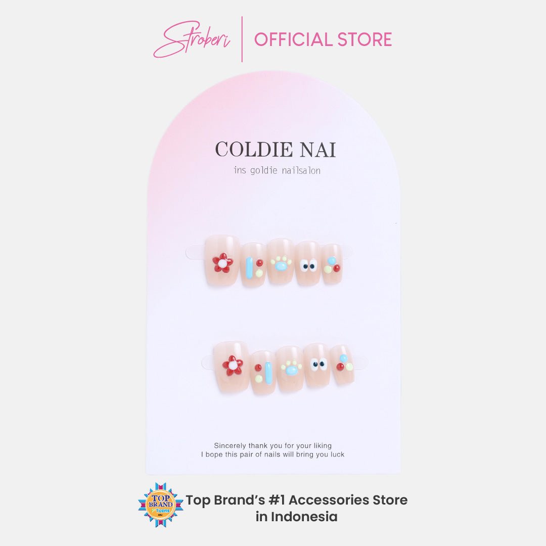 Stroberi Cute Pattern Faux Nail