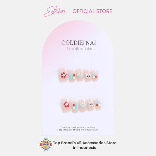 Stroberi Cute Pattern Faux Nail