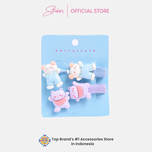 Stroberi Kids Character Clip & Hair Tie Set