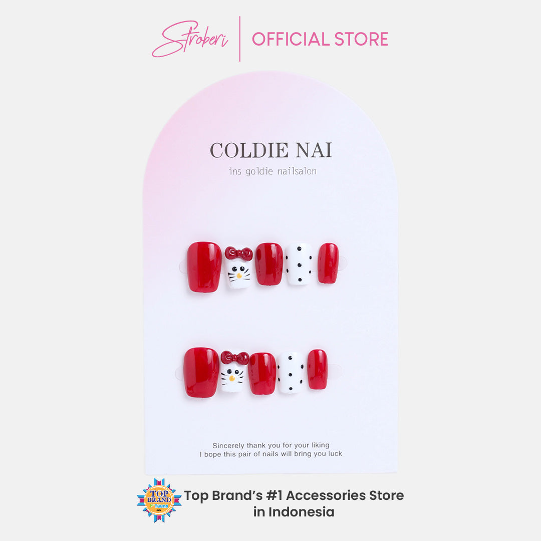 Stroberi Cute Pattern Faux Nail
