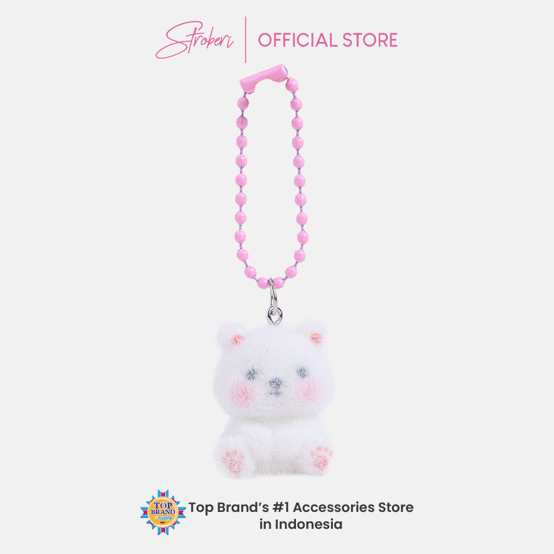 Stroberi Mini Clay Fur Character Keychain