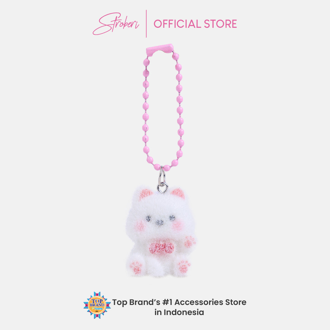 Stroberi Mini Clay Fur Character Keychain