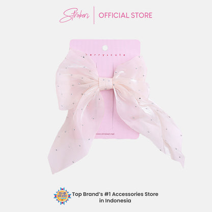 Stroberi Mix Fabric Bow Hair Clip