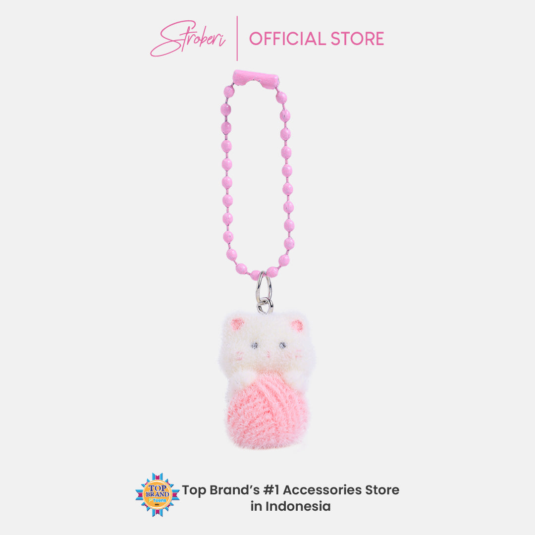 Stroberi Mini Clay Fur Character Keychain
