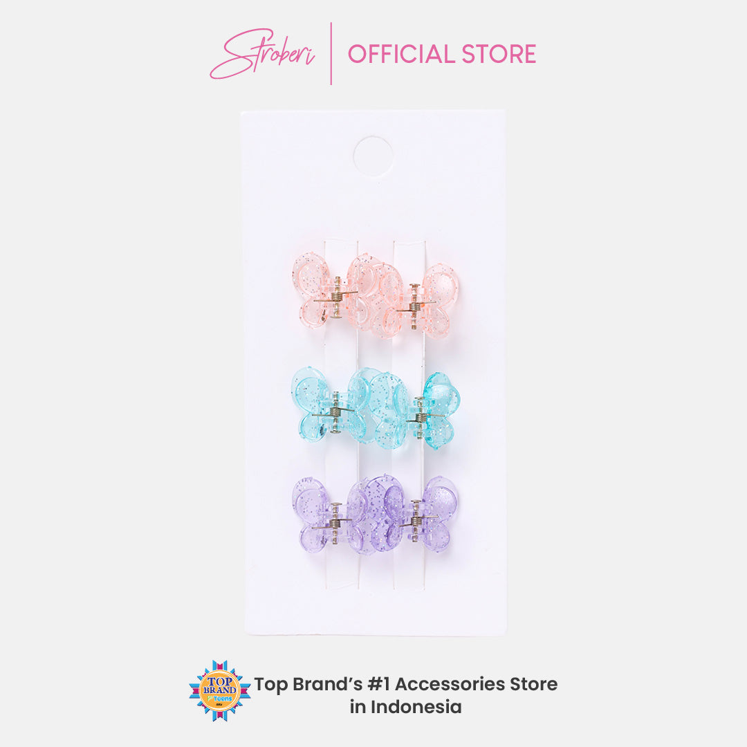Stroberi Butterfly Hair Clip Set