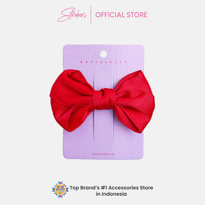 Stroberi Mix Fabric Bow Hair Clip