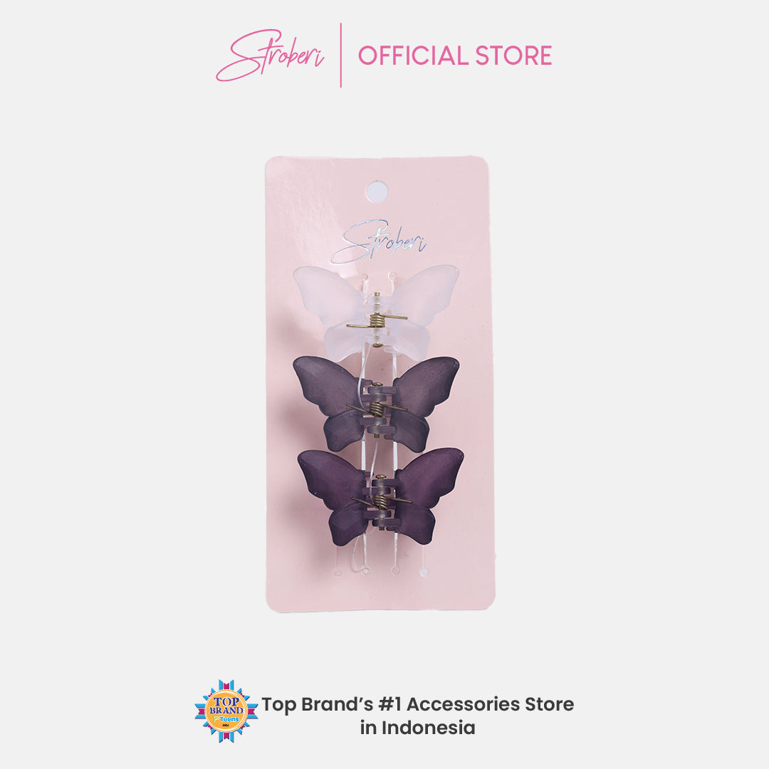 Stroberi Butterfly Hair Clip Set