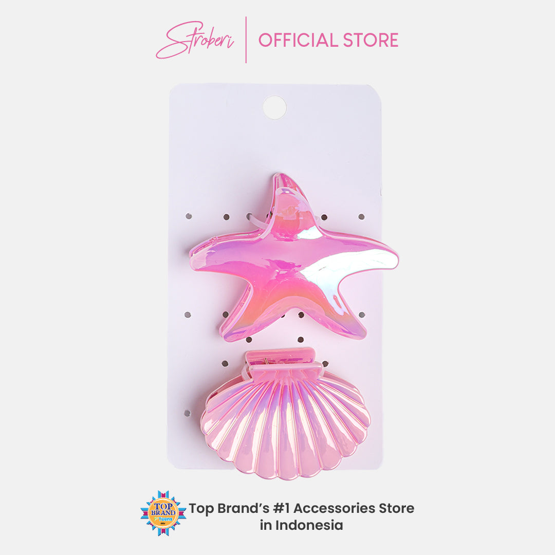 Stroberi Trans Metallic Hair Clip Set