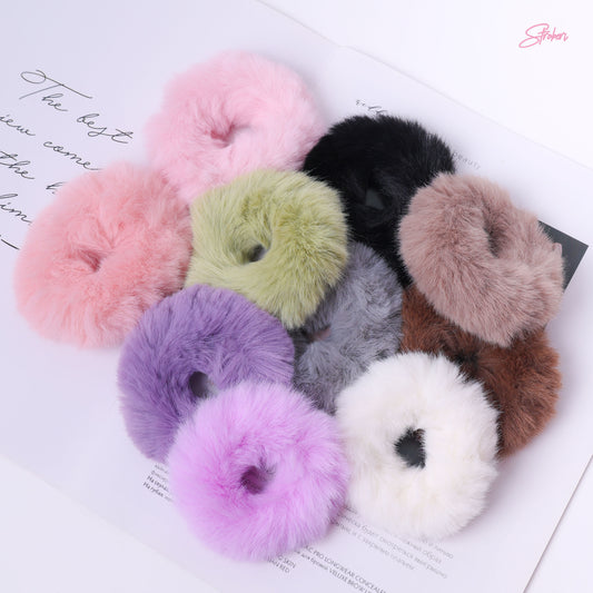 Stroberi Fur Color Thick Hair Tie