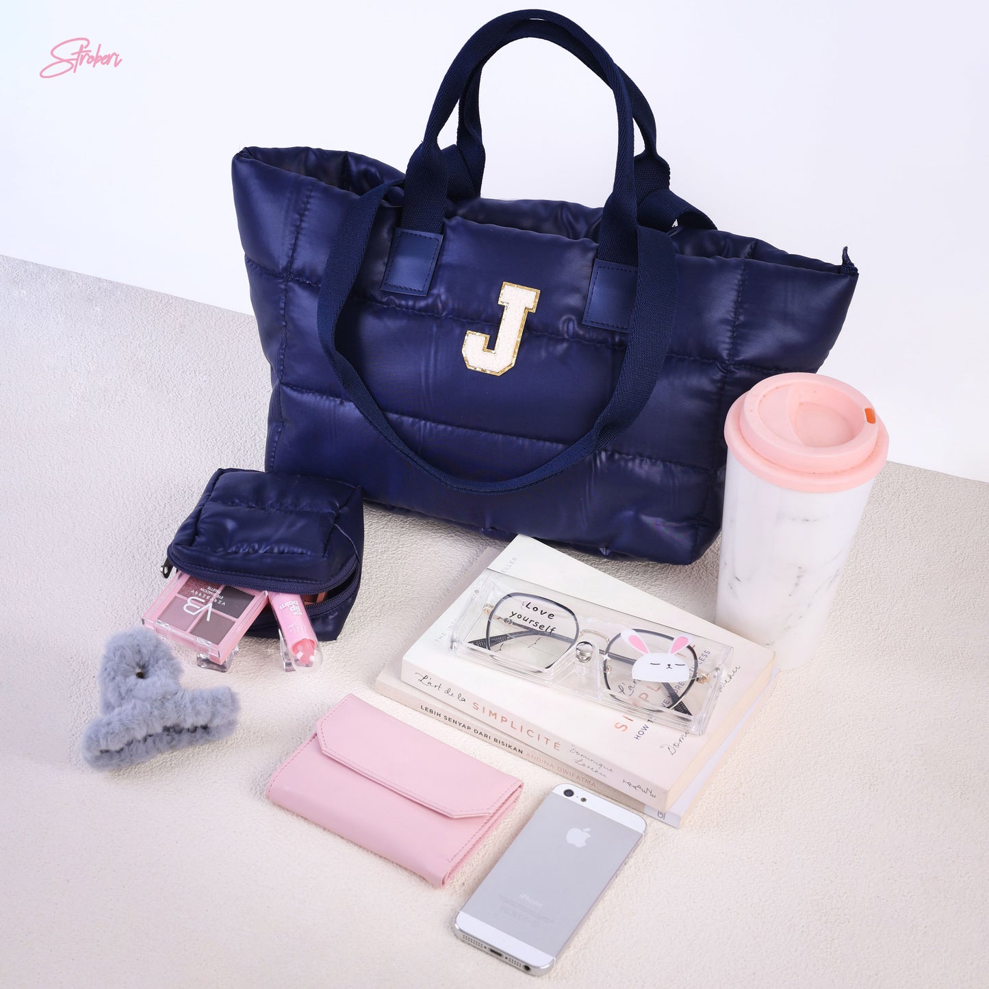 Stroberi Puffy Color Tote Bag