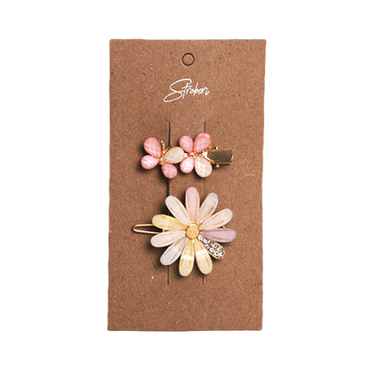 Stroberi Rhinestone Flower & Butterfly Set Hair Clip